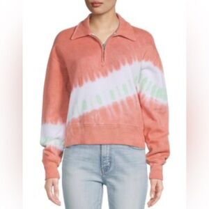NWT Re/Done x Hanes- Clay Diagonal Dye Half Zip Sweatshirt. Size L